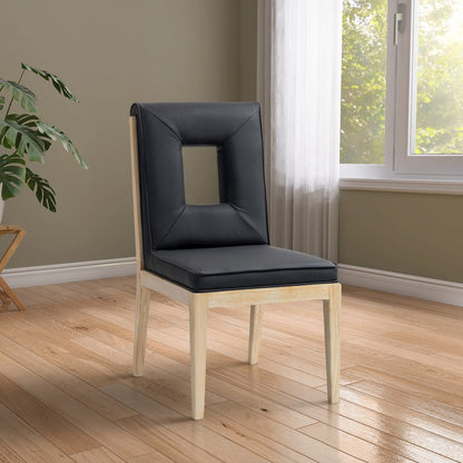 Gwendolyn Black Vegan Leather Dining Side Chair, Set of 2
