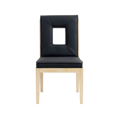 Gwendolyn Black Vegan Leather Dining Side Chair, Set of 2