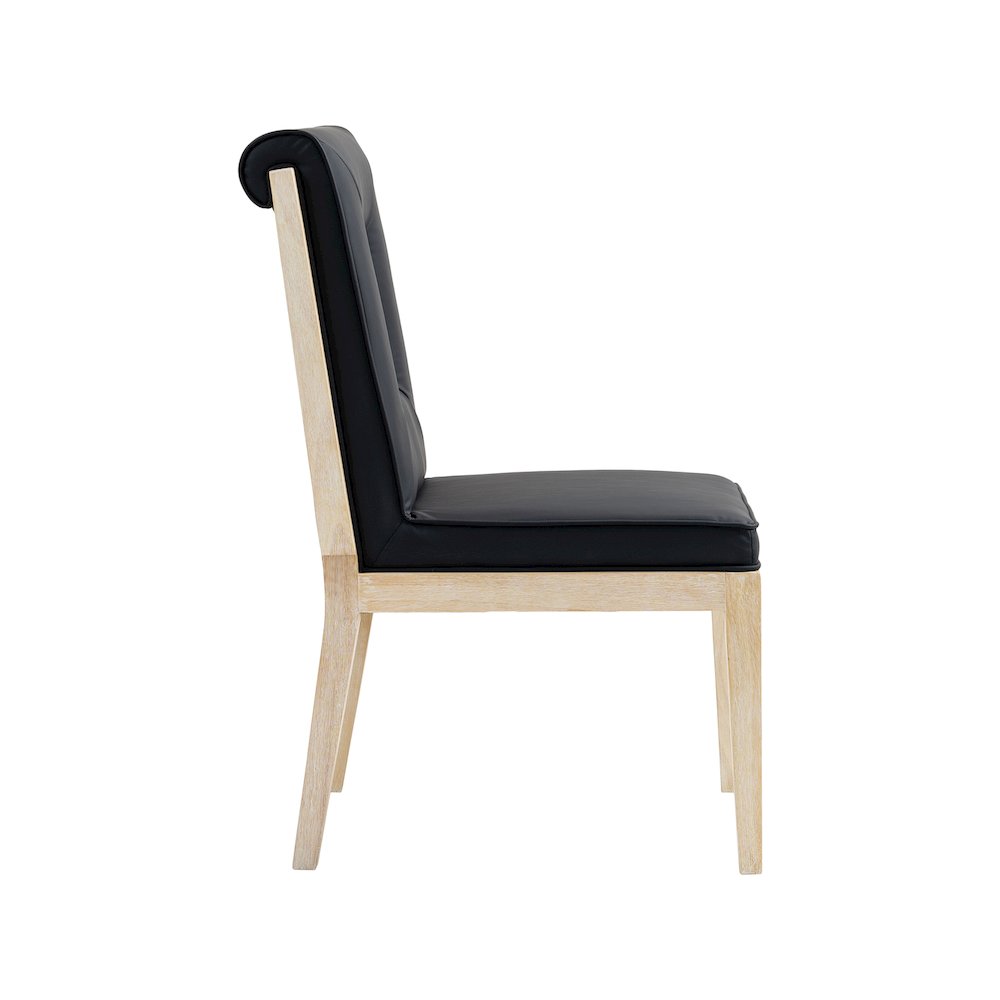 Gwendolyn Black Vegan Leather Dining Side Chair, Set of 2