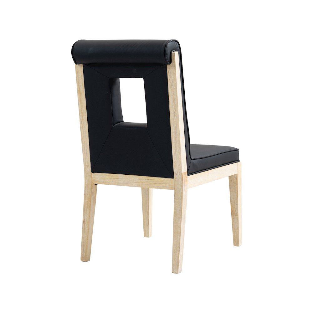 Gwendolyn Black Vegan Leather Dining Side Chair, Set of 2