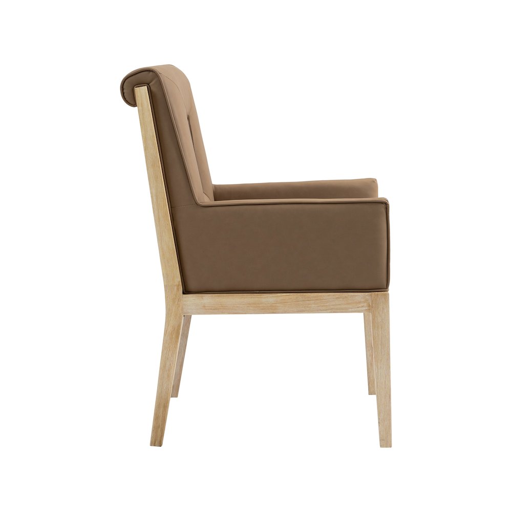 Gwendolyn Brown Vegan Leather Dining Arm Chair