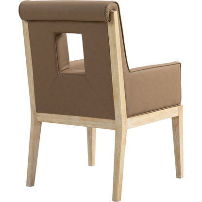 Gwendolyn Brown Vegan Leather Dining Arm Chair
