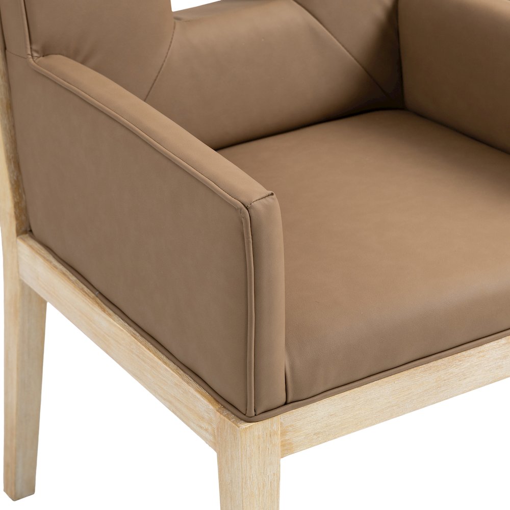 Gwendolyn Brown Vegan Leather Dining Arm Chair