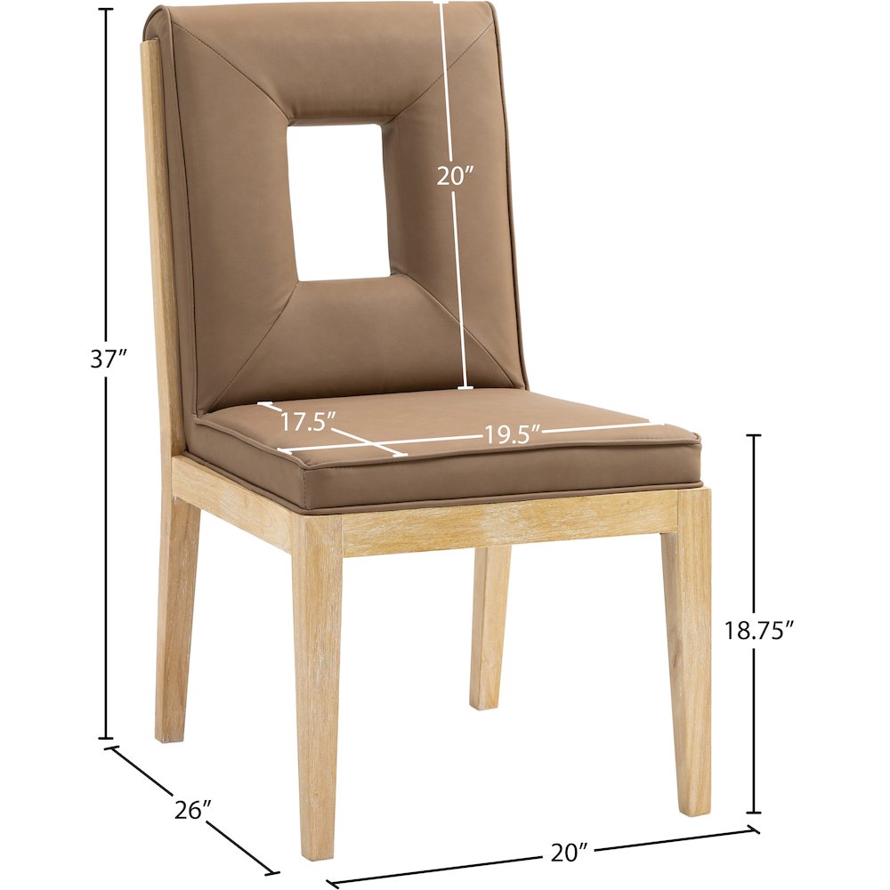 Gwendolyn Brown Vegan Leather Dining Side Chair, Set of 2