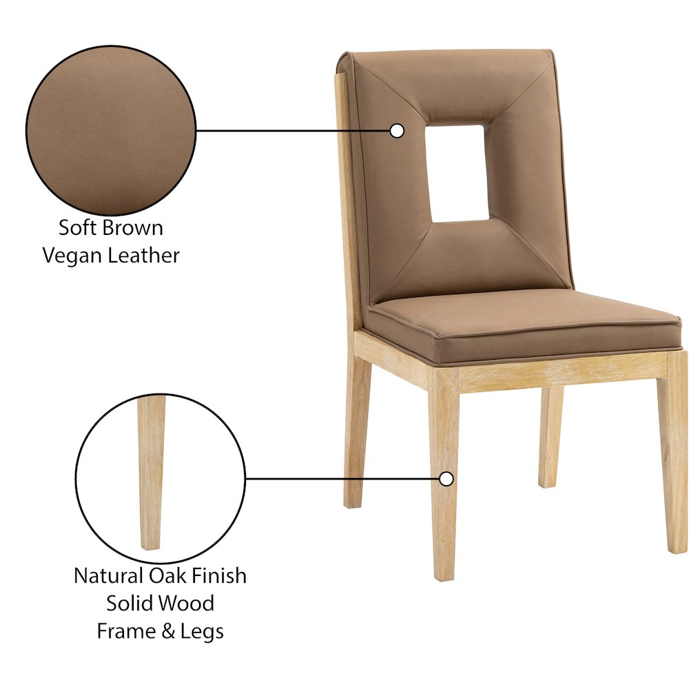 Gwendolyn Brown Vegan Leather Dining Side Chair, Set of 2
