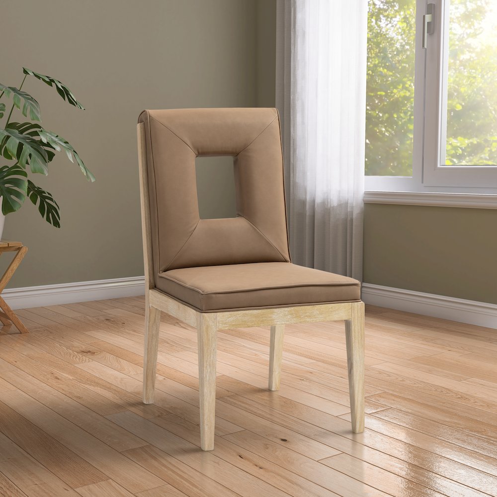 Gwendolyn Brown Vegan Leather Dining Side Chair, Set of 2