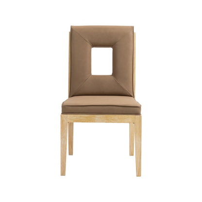 Gwendolyn Brown Vegan Leather Dining Side Chair, Set of 2
