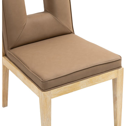 Gwendolyn Brown Vegan Leather Dining Side Chair, Set of 2
