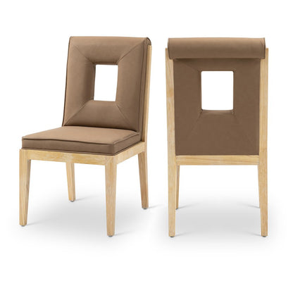 Gwendolyn Brown Vegan Leather Dining Side Chair, Set of 2