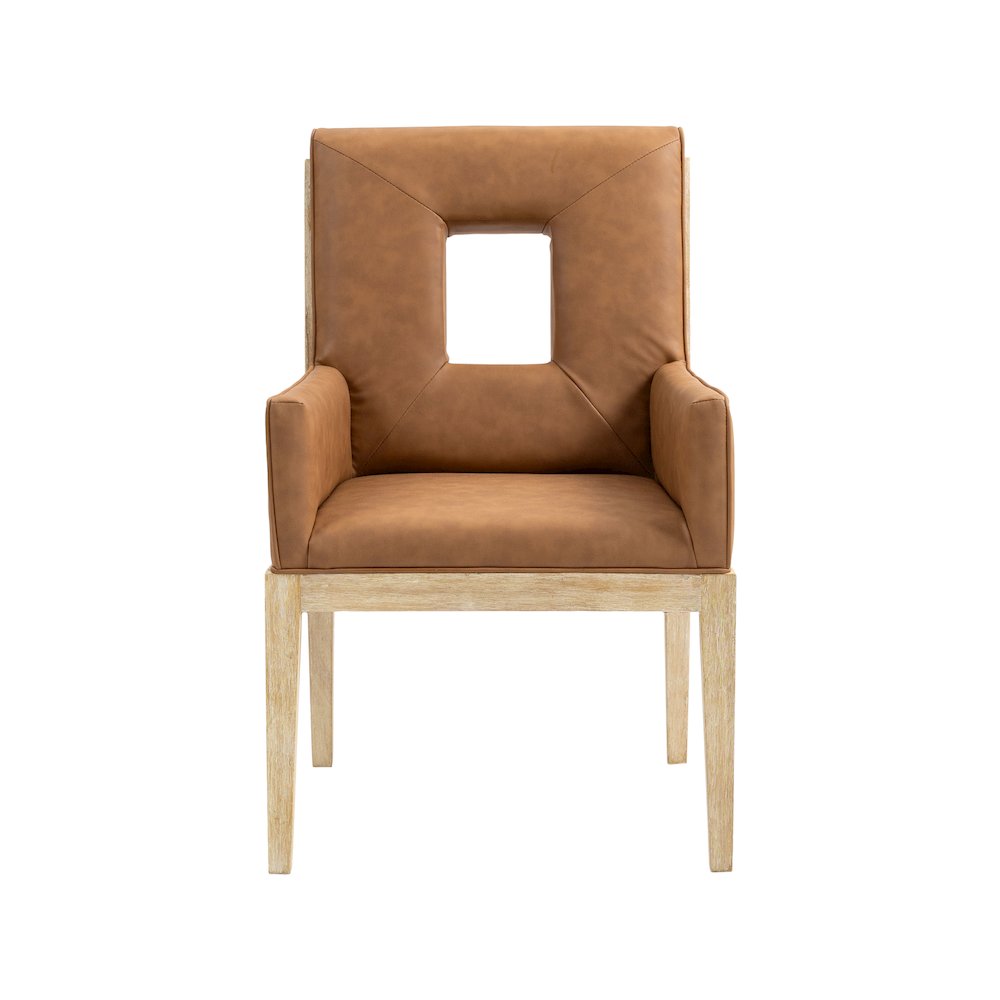 Gwendolyn Cognac Vegan Leather Dining Arm Chair