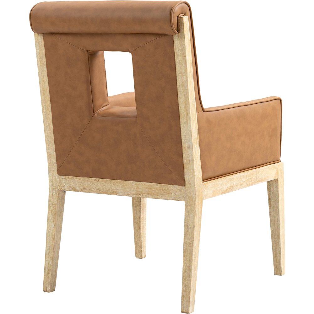 Gwendolyn Cognac Vegan Leather Dining Arm Chair