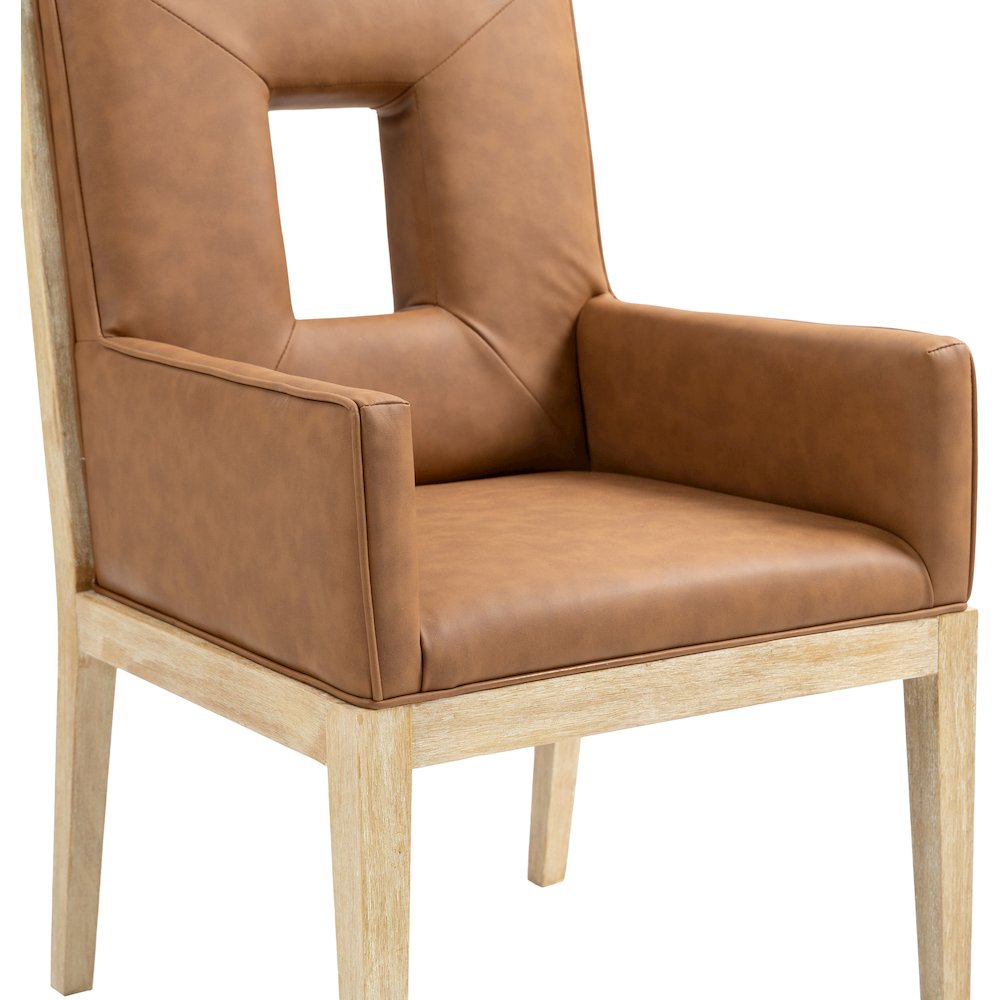 Gwendolyn Cognac Vegan Leather Dining Arm Chair
