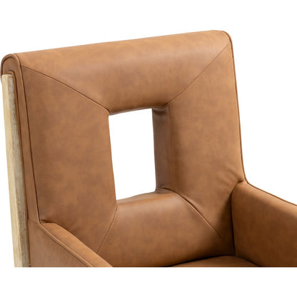 Gwendolyn Cognac Vegan Leather Dining Arm Chair