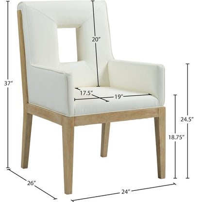 Gwendolyn Cream Vegan Leather Dining Arm Chair