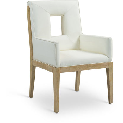 Gwendolyn Cream Vegan Leather Dining Arm Chair