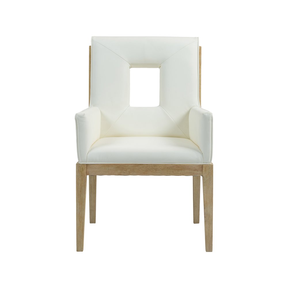 Gwendolyn Cream Vegan Leather Dining Arm Chair