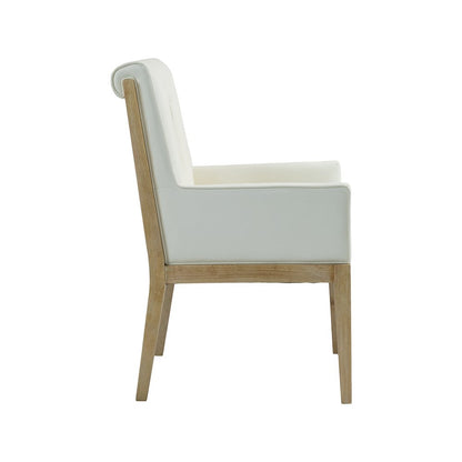 Gwendolyn Cream Vegan Leather Dining Arm Chair