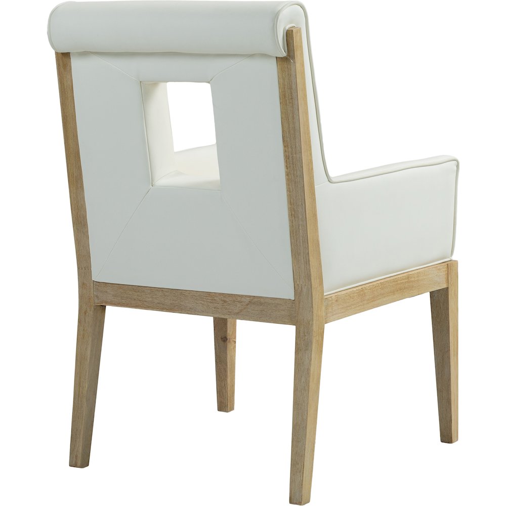 Gwendolyn Cream Vegan Leather Dining Arm Chair