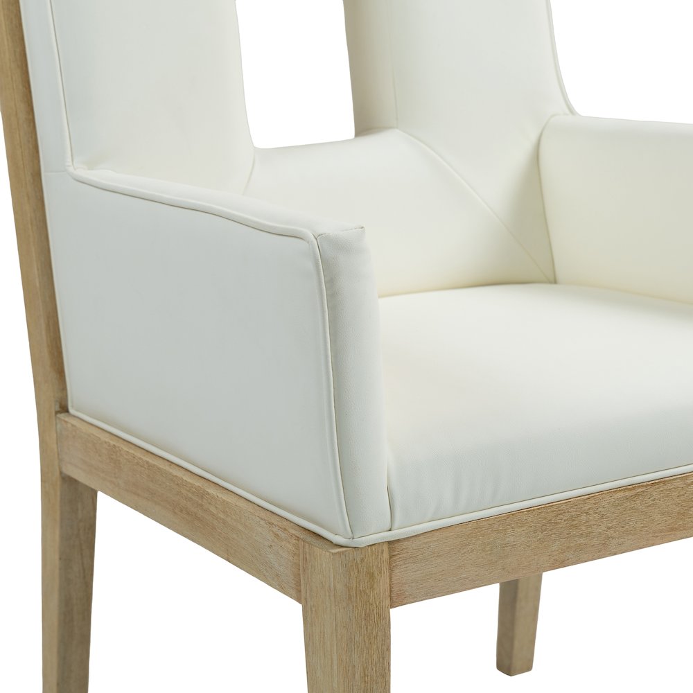 Gwendolyn Cream Vegan Leather Dining Arm Chair