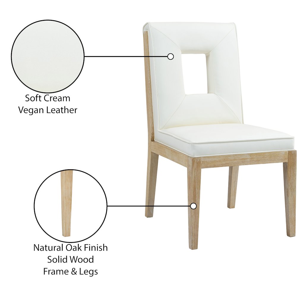 Gwendolyn Cream Vegan Leather Dining Side Chair, Set of 2