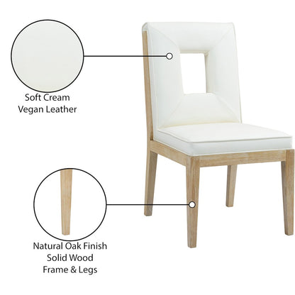 Gwendolyn Cream Vegan Leather Dining Side Chair, Set of 2