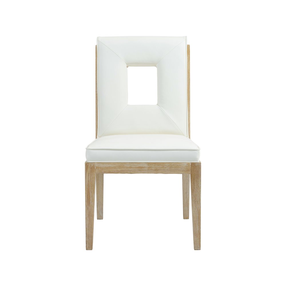 Gwendolyn Cream Vegan Leather Dining Side Chair, Set of 2