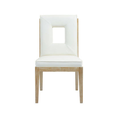 Gwendolyn Cream Vegan Leather Dining Side Chair, Set of 2