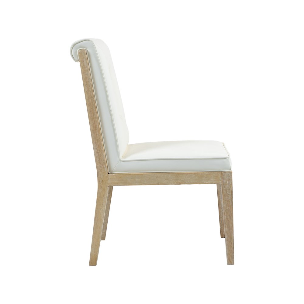 Gwendolyn Cream Vegan Leather Dining Side Chair, Set of 2