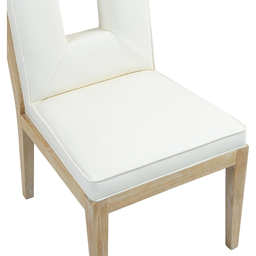 Gwendolyn Cream Vegan Leather Dining Side Chair, Set of 2
