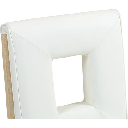 Gwendolyn Cream Vegan Leather Dining Side Chair, Set of 2