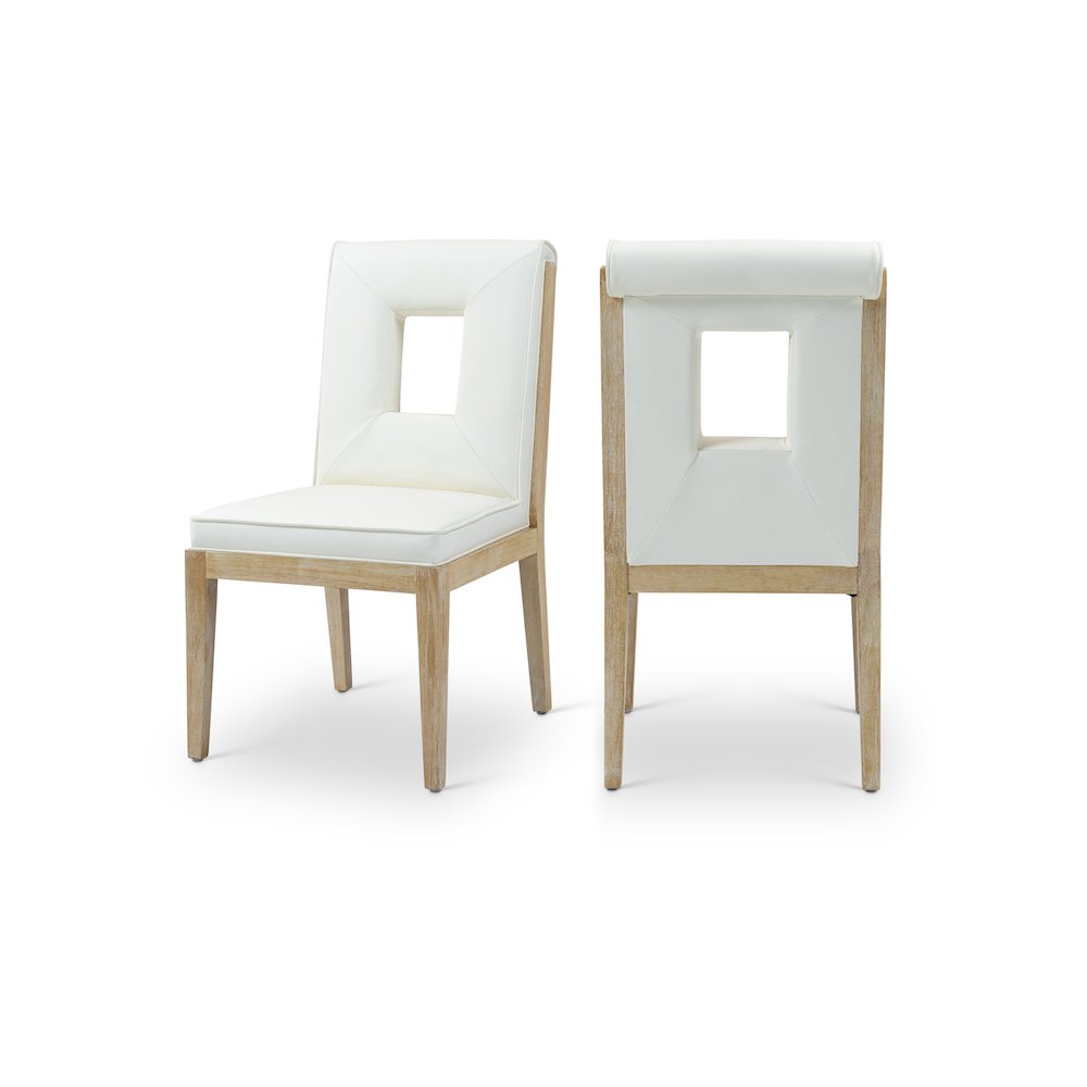 Gwendolyn Cream Vegan Leather Dining Side Chair, Set of 2