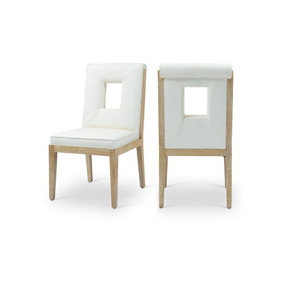 Gwendolyn Cream Vegan Leather Dining Side Chair, Set of 2