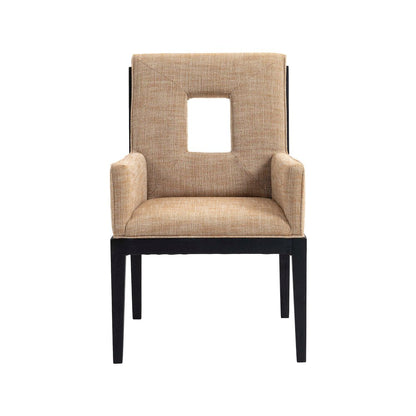 Gwendolyn Cognac Linen Textured Fabric Dining Arm Chair