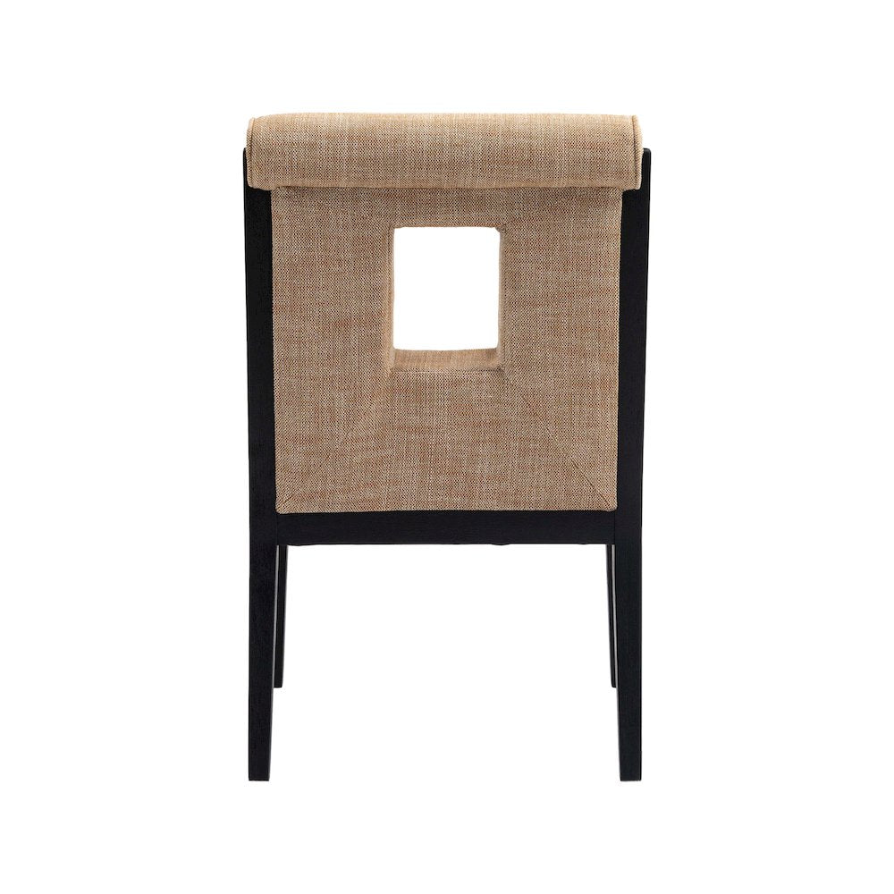 Gwendolyn Cognac Linen Textured Fabric Dining Arm Chair