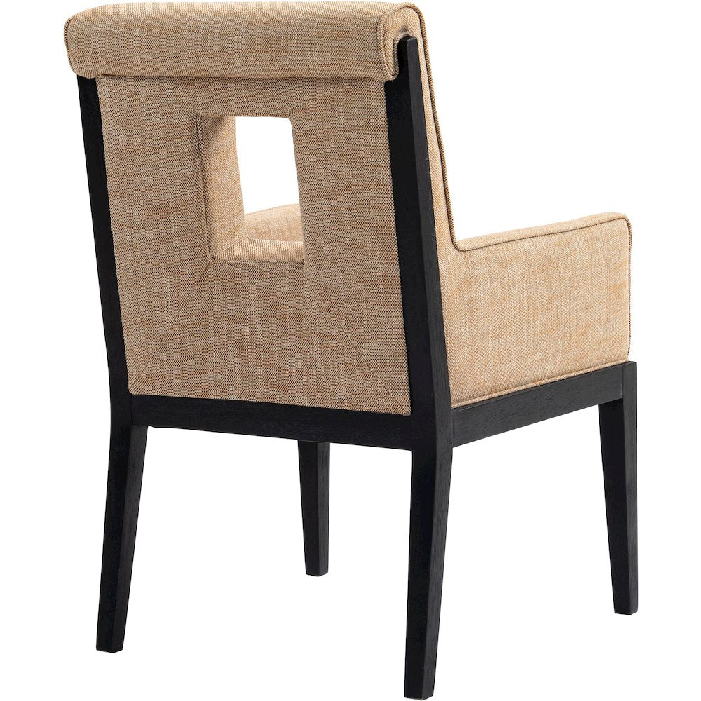 Gwendolyn Cognac Linen Textured Fabric Dining Arm Chair
