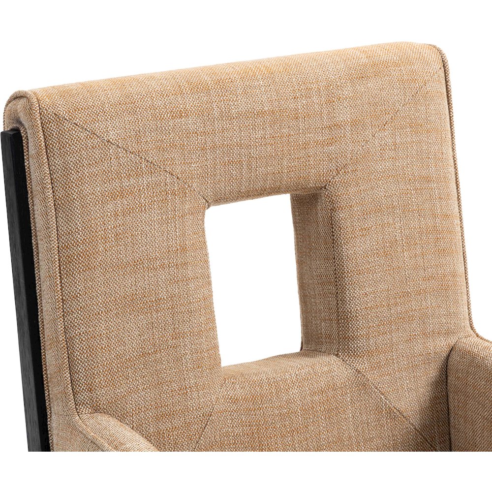 Gwendolyn Cognac Linen Textured Fabric Dining Arm Chair