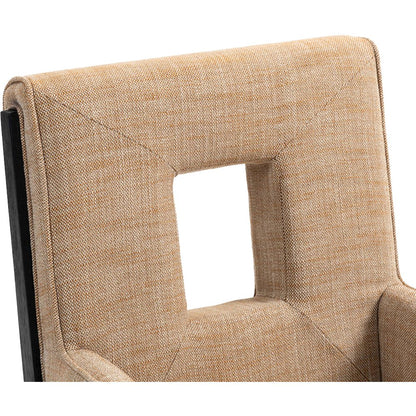 Gwendolyn Cognac Linen Textured Fabric Dining Arm Chair