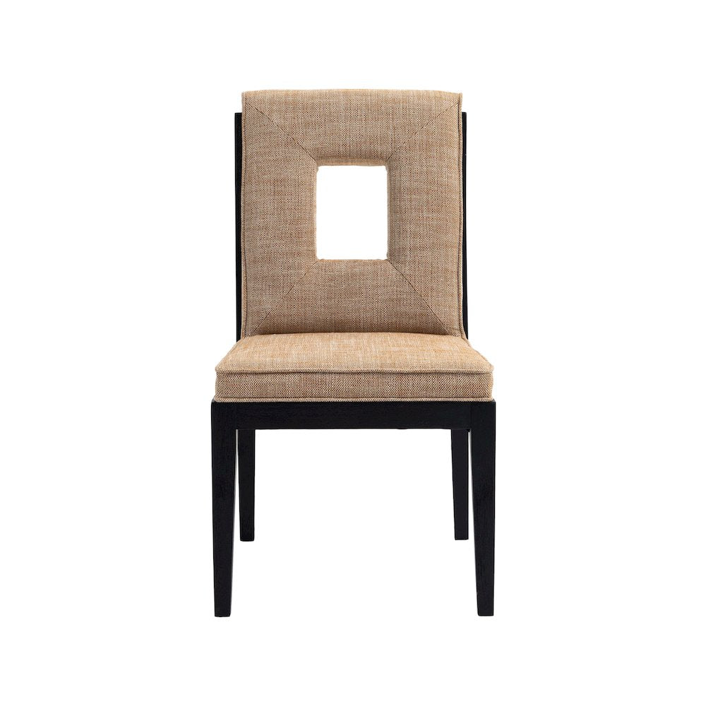 Gwendolyn Cognac Linen Textured Fabric Dining Side Chair, Set of 2