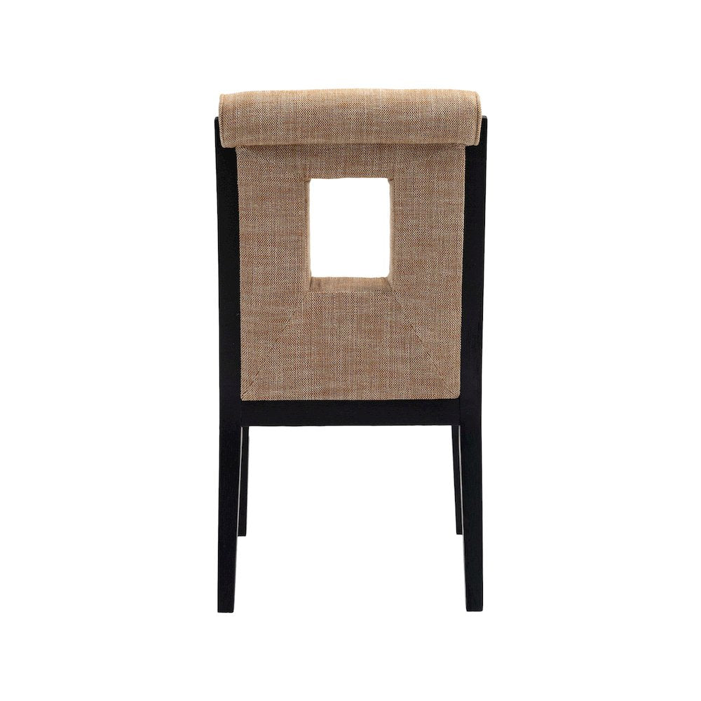Gwendolyn Cognac Linen Textured Fabric Dining Side Chair, Set of 2