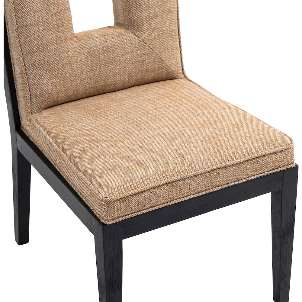 Gwendolyn Cognac Linen Textured Fabric Dining Side Chair, Set of 2