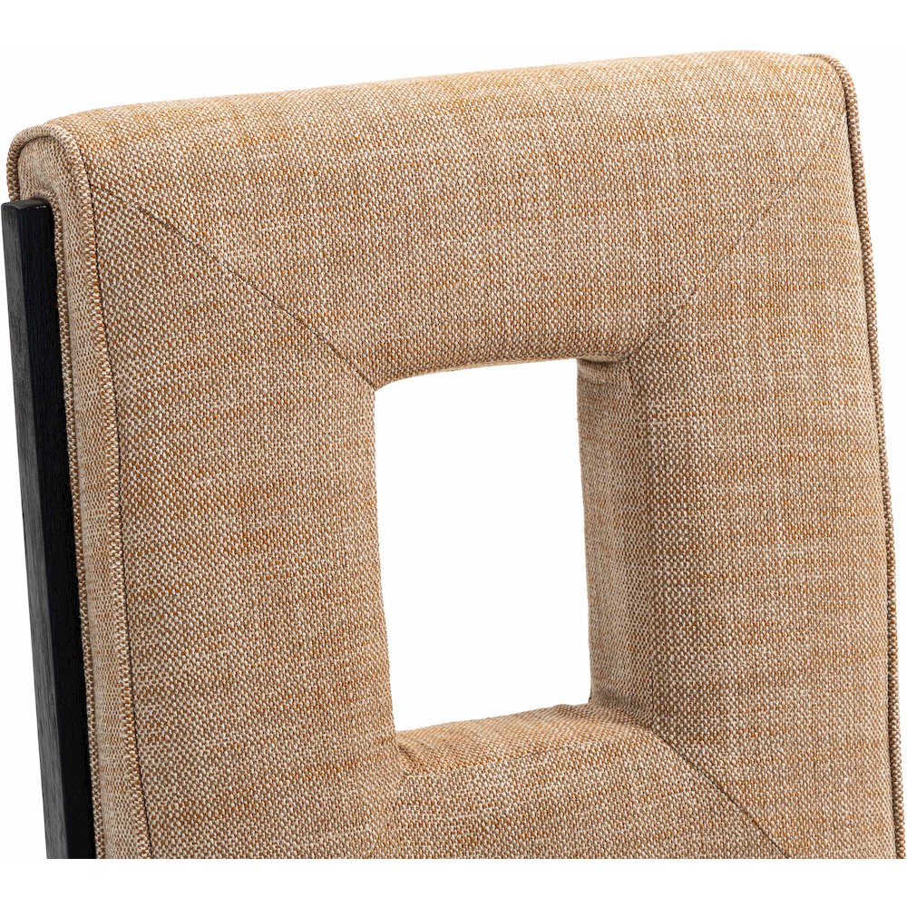 Gwendolyn Cognac Linen Textured Fabric Dining Side Chair, Set of 2