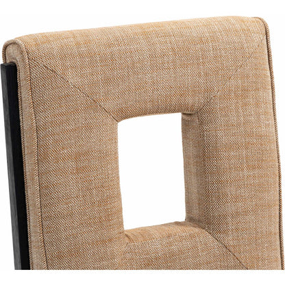 Gwendolyn Cognac Linen Textured Fabric Dining Side Chair, Set of 2