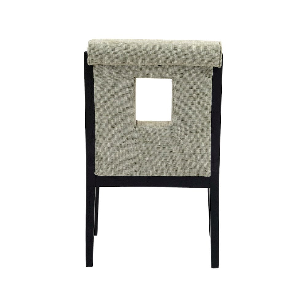 Gwendolyn Green Linen Textured Fabric Dining Arm Chair