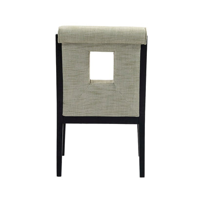 Gwendolyn Green Linen Textured Fabric Dining Arm Chair