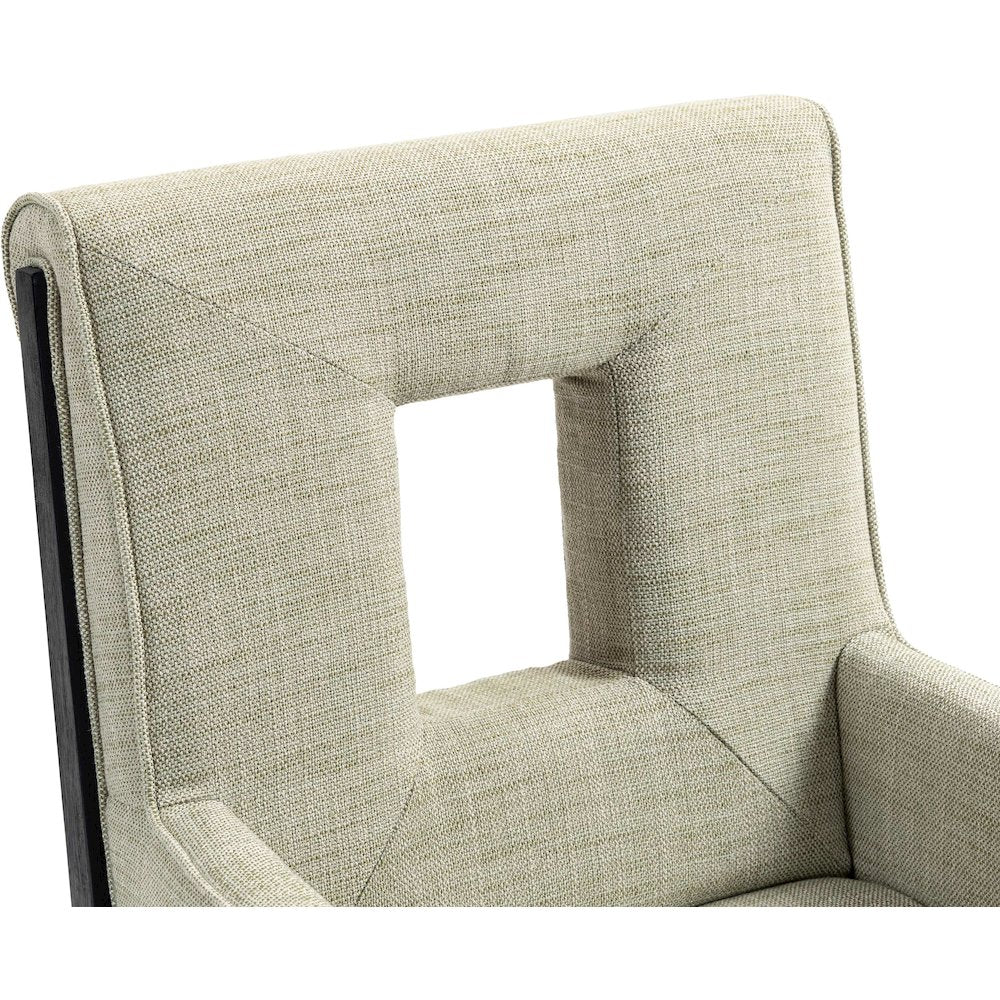 Gwendolyn Green Linen Textured Fabric Dining Arm Chair