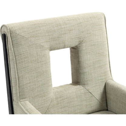 Gwendolyn Green Linen Textured Fabric Dining Arm Chair