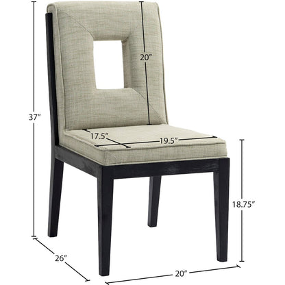 Gwendolyn Green Linen Textured Fabric Dining Side Chair, Set of 2