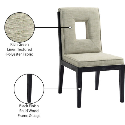 Gwendolyn Green Linen Textured Fabric Dining Side Chair, Set of 2