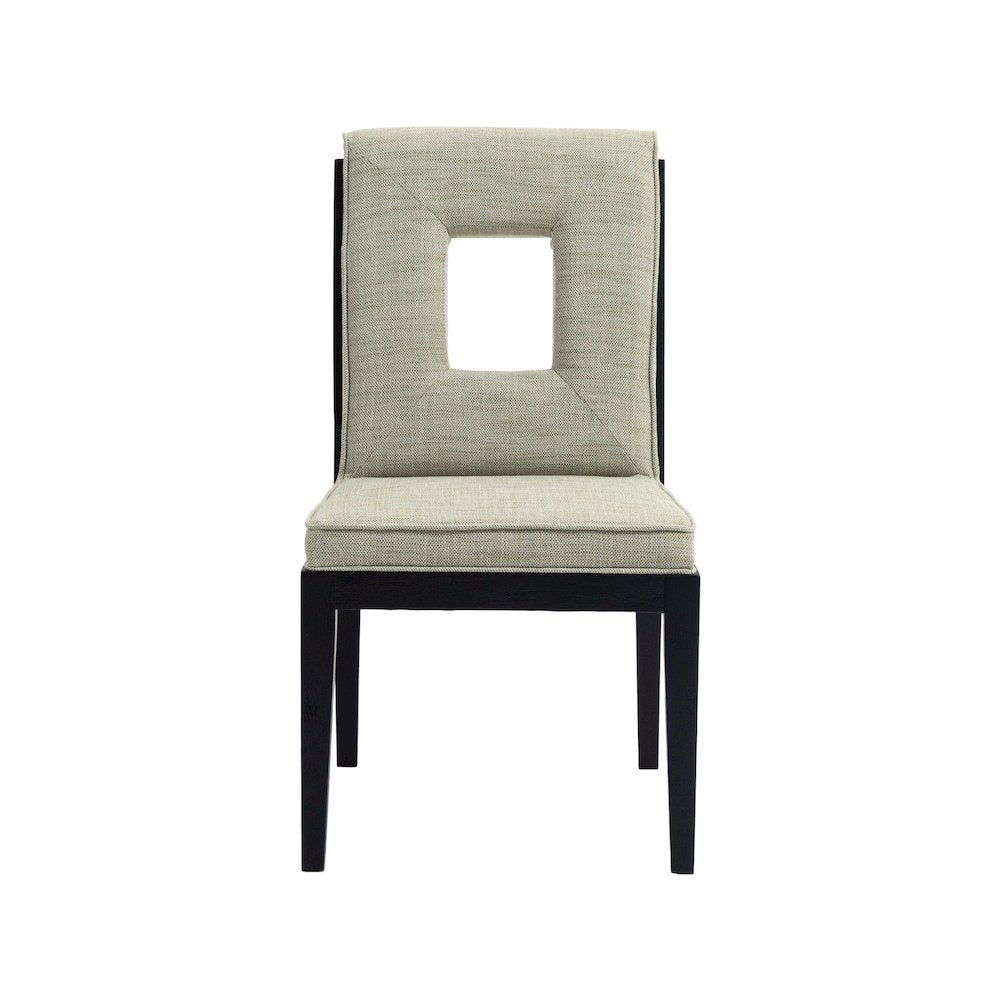 Gwendolyn Green Linen Textured Fabric Dining Side Chair, Set of 2