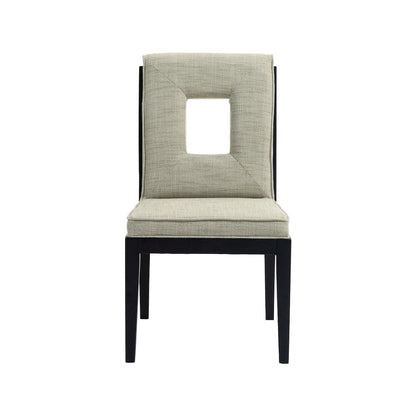 Gwendolyn Green Linen Textured Fabric Dining Side Chair, Set of 2